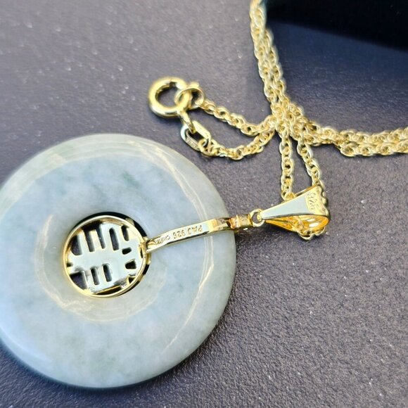 Dynasty Jade ✦ Dragon Circle Pendant ✦ 18k Gold Over Sterling w/ Nephrite Jade - Picture 13 of 17